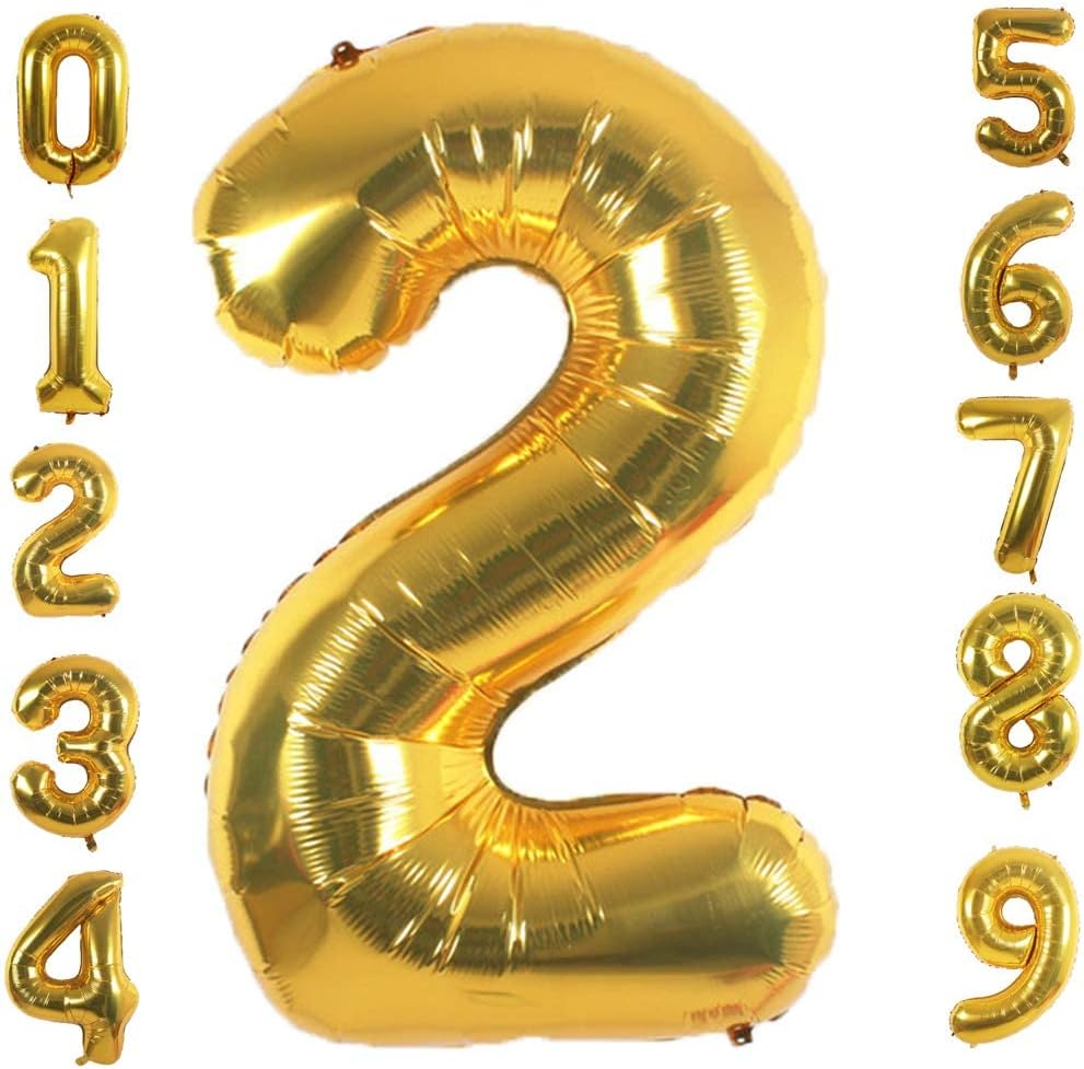 Gold Foil Balloons Number 2, 42 inch