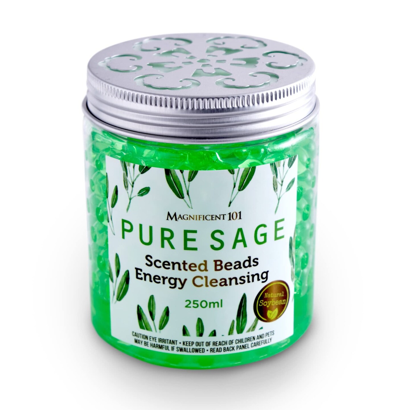 Magnificent 101 Pure Sage Scented Beads in 8.5-oz Lidded Jar; for House ...