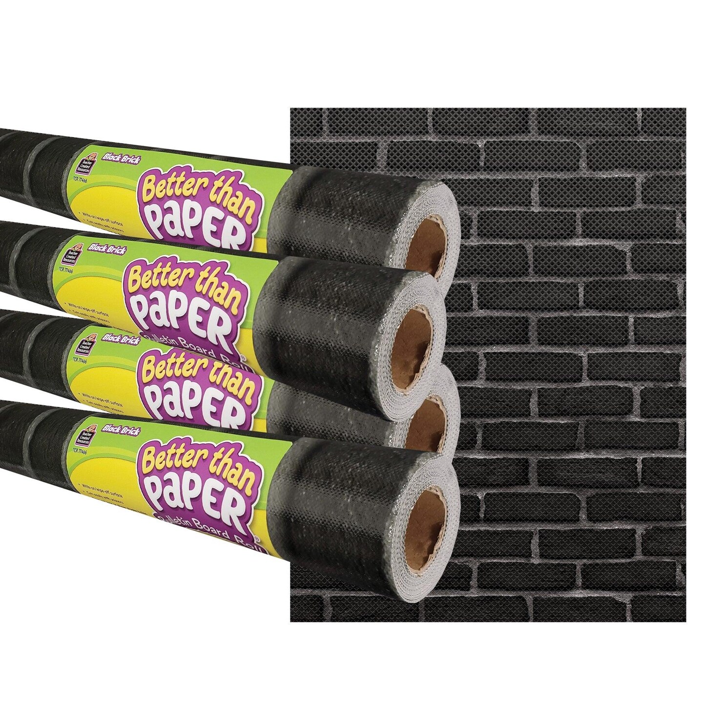 Black Brick Better Than Paper Bulletin Board Roll, 4&#x27; x 12&#x27;, Pack of 4