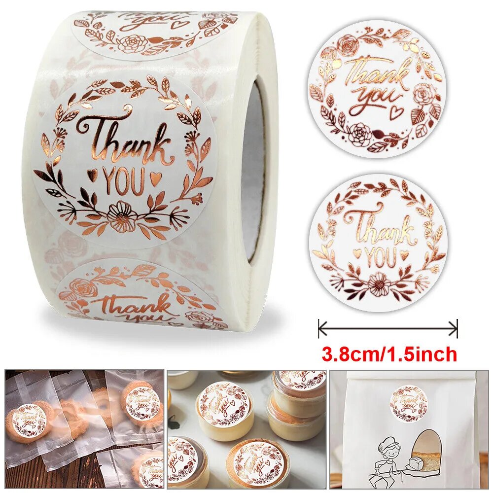 Kitcheniva 500 Pcs 1/1.5&#x22; Thank You Stickers