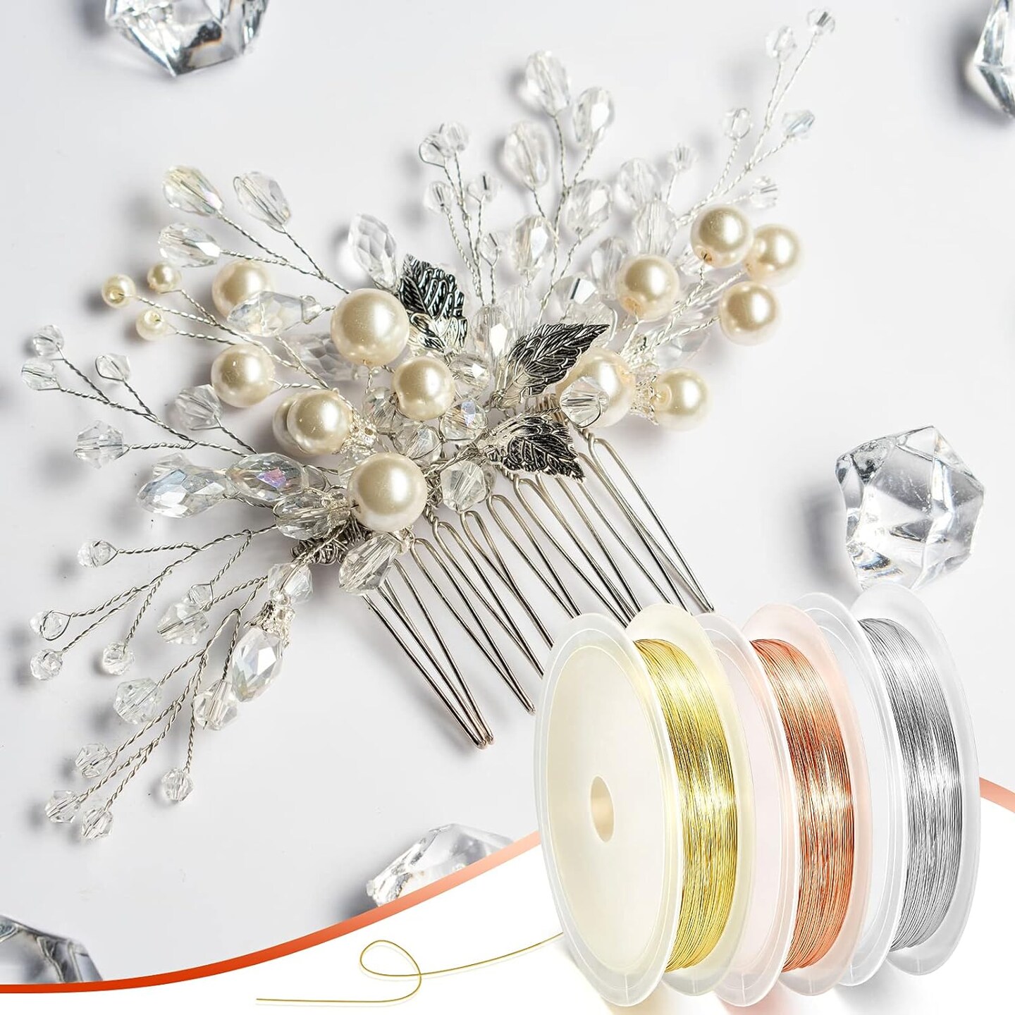 9 Rolls Jewelry Wire for Jewelry Making 20, 24, 26 Gauge Tarnish Resistant Jewelry Beading Wire for Jewelry Supplies and Crafts Copper Wire with Cutting Pliers (Gold, Silver and Copper)