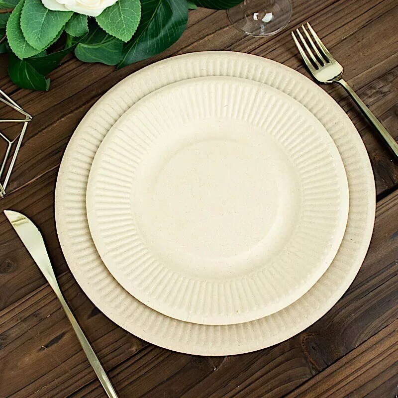 50 Round 8&#x22; NATURAL Bagasse Sustainable Salad PLATES