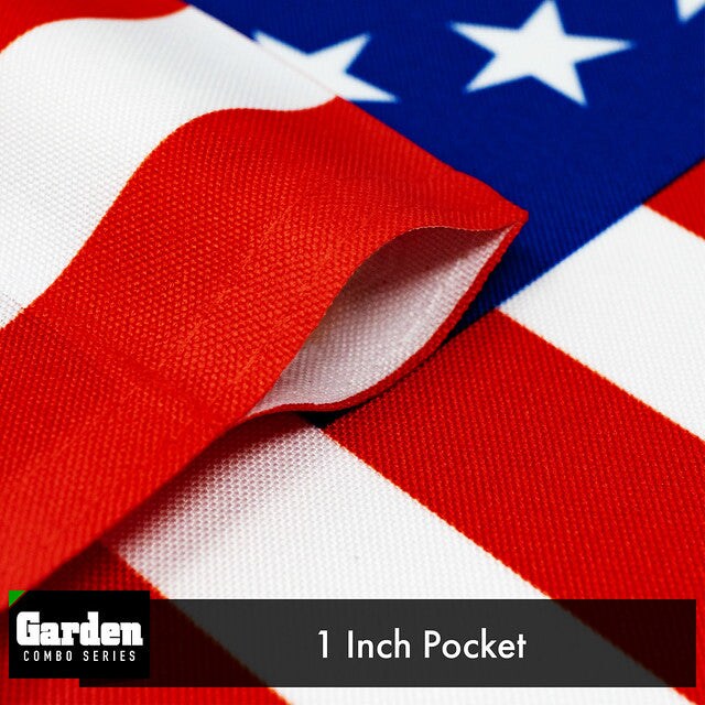 G128 Combo Pack: Garden Flag Stand Black 36x16 Inch &#x26; Garden Flag Betsy Ross Flag 12x18 Inch