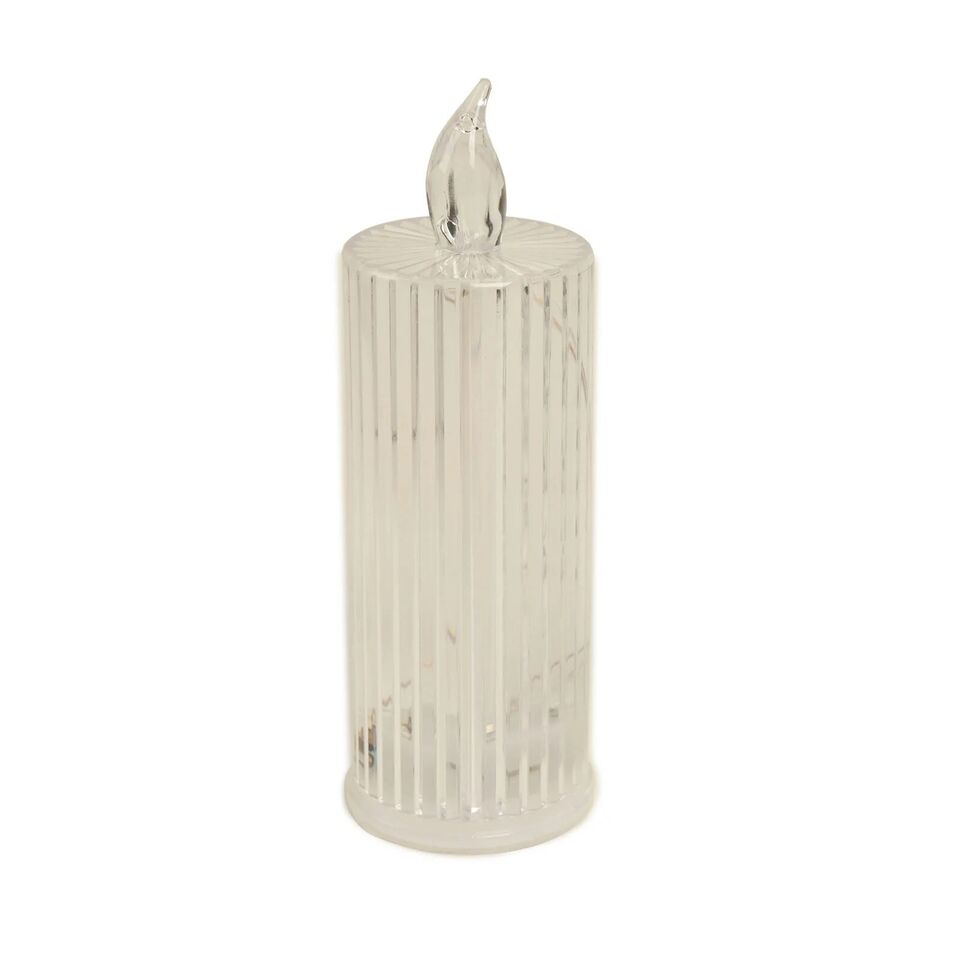 3 WARM WHITE 6" LED Battery Operated Diamond Pillar CANDLE LIGHTS