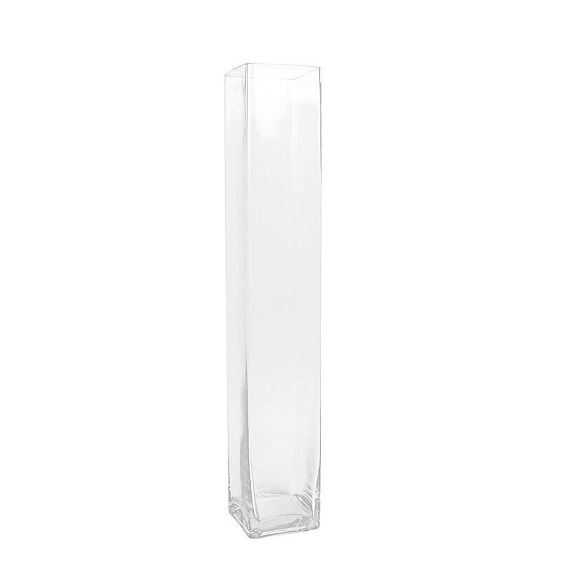 2 Clear 28 in Square Cylinder Glass Flower VASES Table Centerpieces
