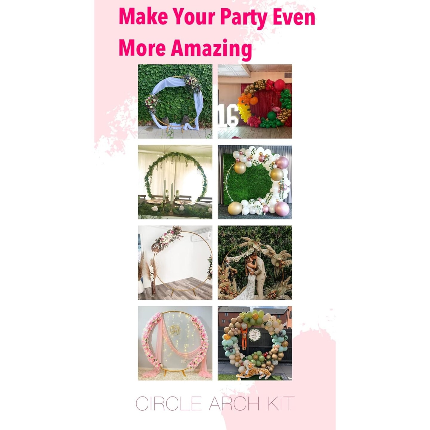 Large Size Metal Round Balloon Arch kit Decoration, for Wedding Birthday Party Decoration, Graduation Decorations and Baby Shower Photo Background