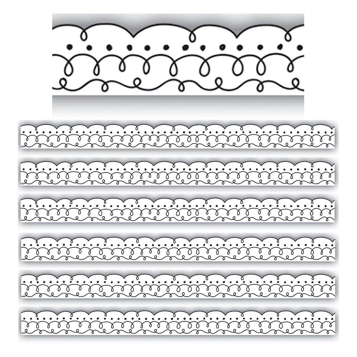 Squiggles and Dots Die-Cut Border Trim, 35 Feet Per Pack, 6 Packs