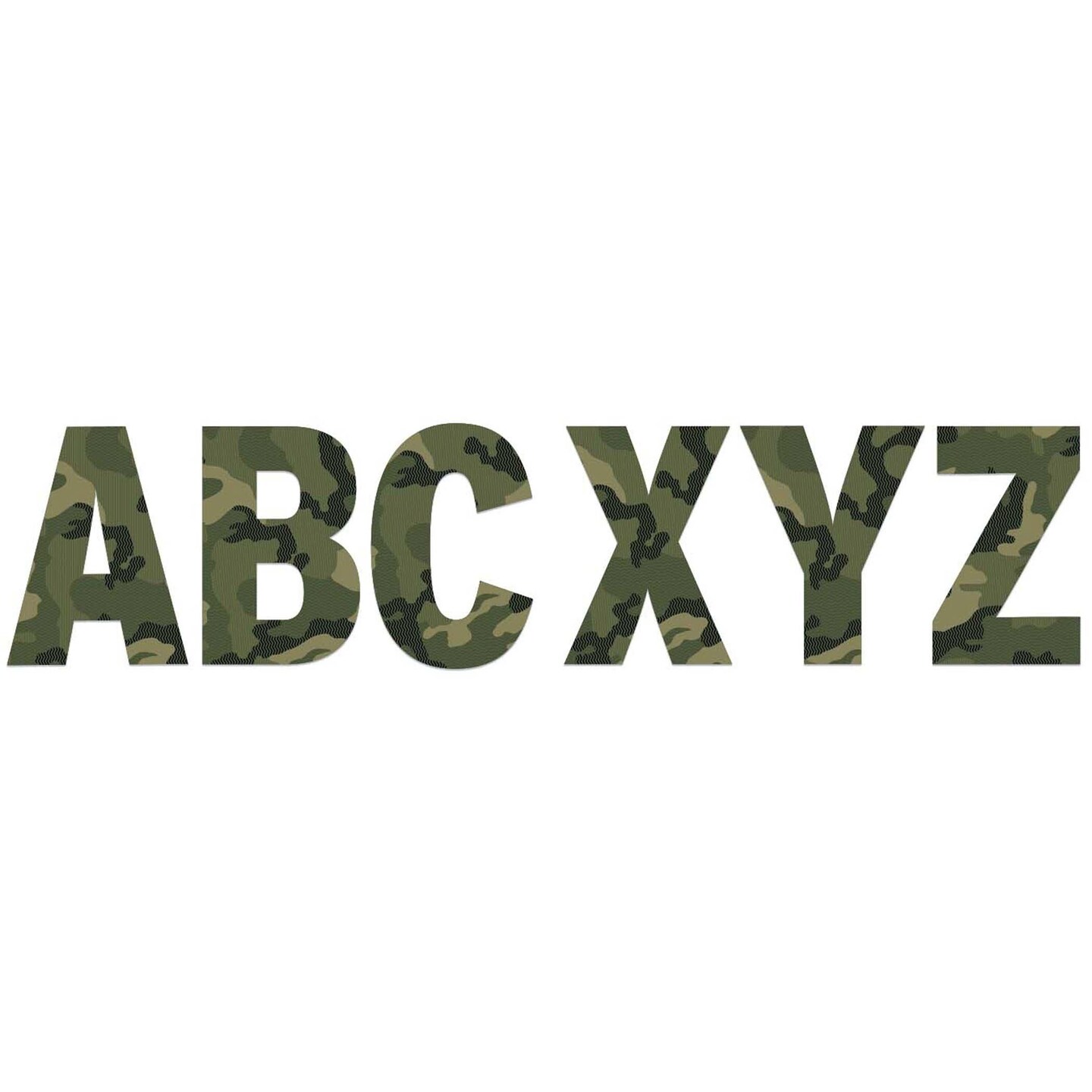 Classic Camo 7&#x22; Deco Letters, 129 Per Pack, 3 Packs