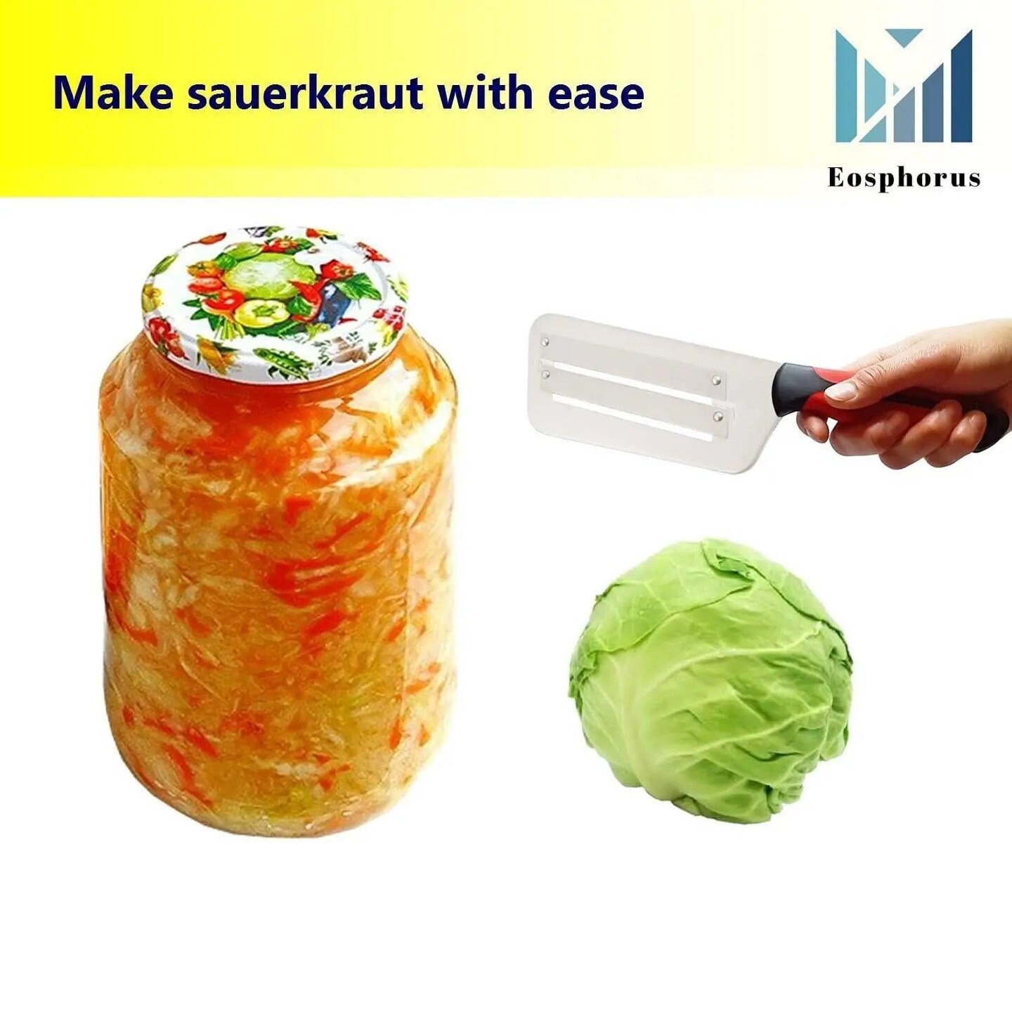 Cabbage Shredder Cabbage Slicer Knife Cabbage Cutter for Sauerkraut Coleslaw with Two Sharp Stainless Steel Blades