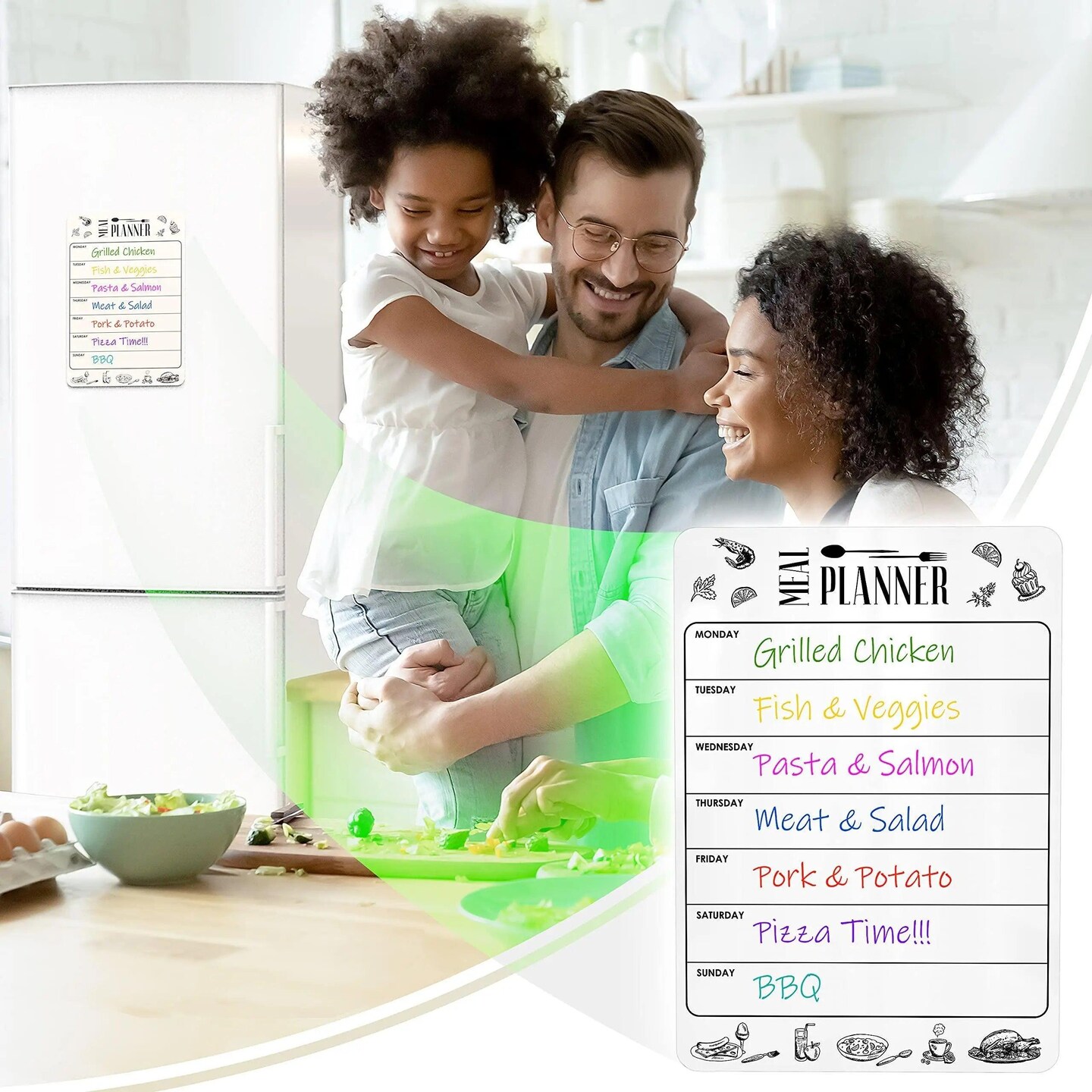Magnetic Meal Planner for Refrigerator Dry Erase A4   Magnet Weekly Menu Board for Fridge   Magnetic Menu White Board   Fridge Meal Planner Magnet   Meal Planner Dry Erase Board