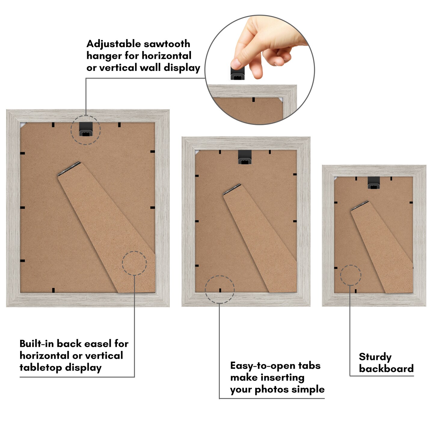 Americanflat Gallery Wall Picture Frames - Set of 10 - 8x10 (2), 5x7 (4), 4x6 (4) Picture Frame Set - Shatter Resistant Glass - Adjustable Hanging Hardware - Easel for Tabletop Display - Driftwood