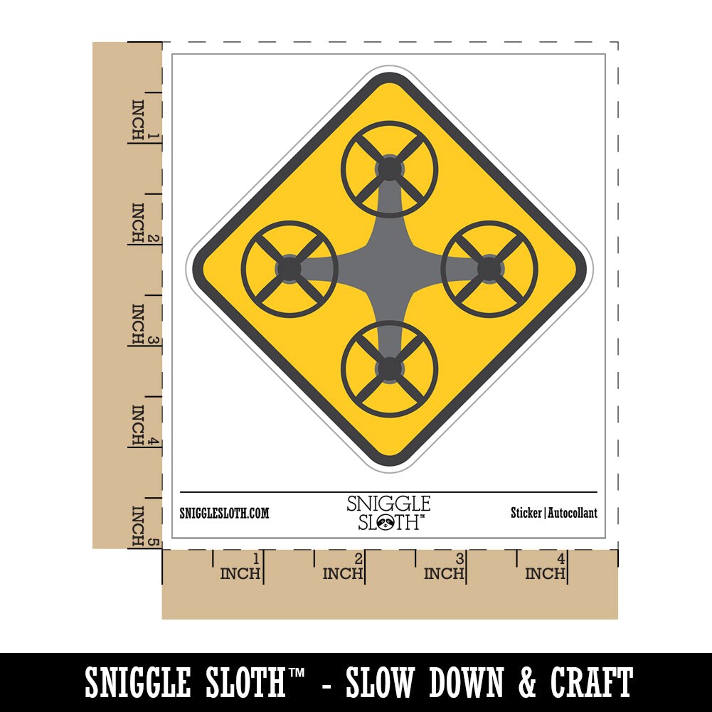 Drone on Yellow Diamond Waterproof Vinyl Phone Tablet Laptop Water Bottle Sticker Set - 5 Pack