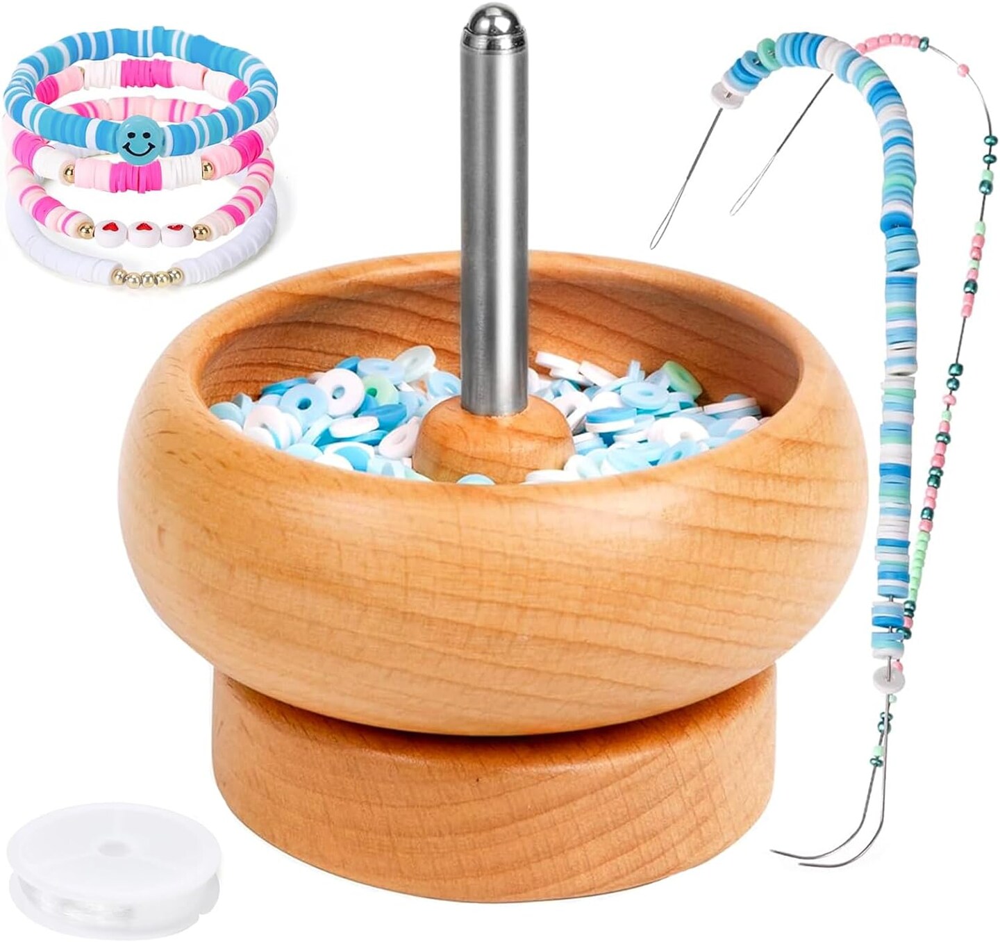 bead spinner for Jewelry Making, bead spinner Kit with 3000 PCS Seed Beads, Beading Needles, Beading Tools, Bowl for Waist Chains, Bracelets, Necklaces