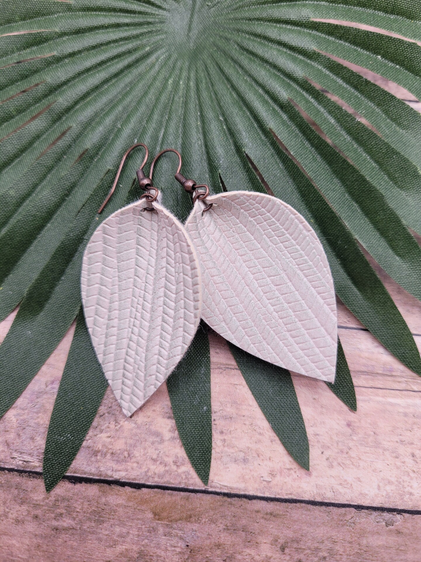 Wing Pattern Faux Leather Earrings Beaded Faux Leather Earrings Boho  Accessories Leaf-shaped Earrings Embossed Leather MakerPlace by