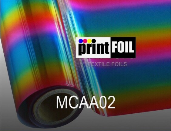 PrintFOIL Metallic Foil Heat Transfer Vinyl Rainbow Light Iron On Vinyl 12&#x22; X 25ft for HTV Vinyl for DIY Tshirt,Bags,Garments