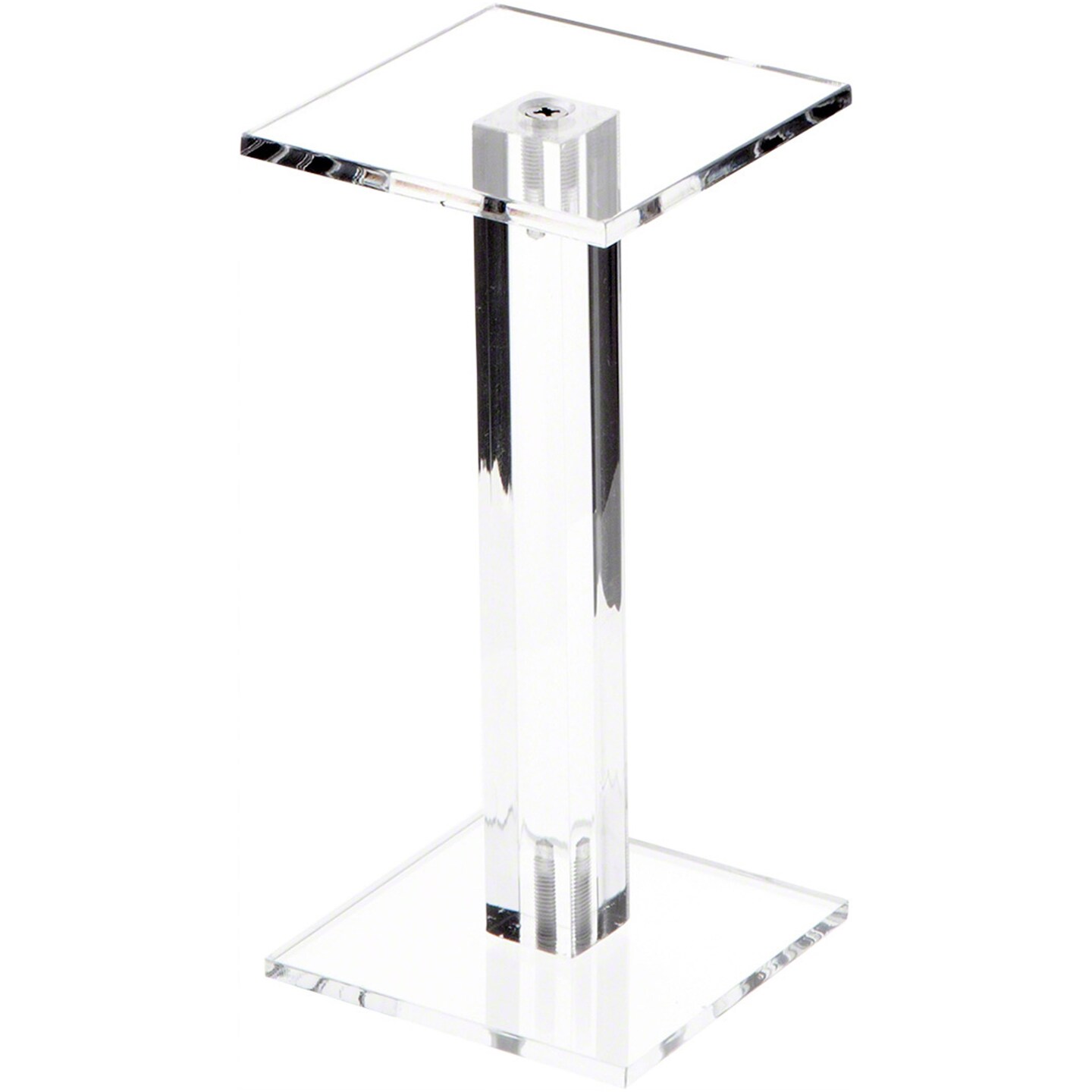 Plymor Clear Acrylic Square Barbell Pedestal Display Riser 6.375 inches (Height) x 3 inches (Width) x 3 inches (Depth) (3/16 inches thick)