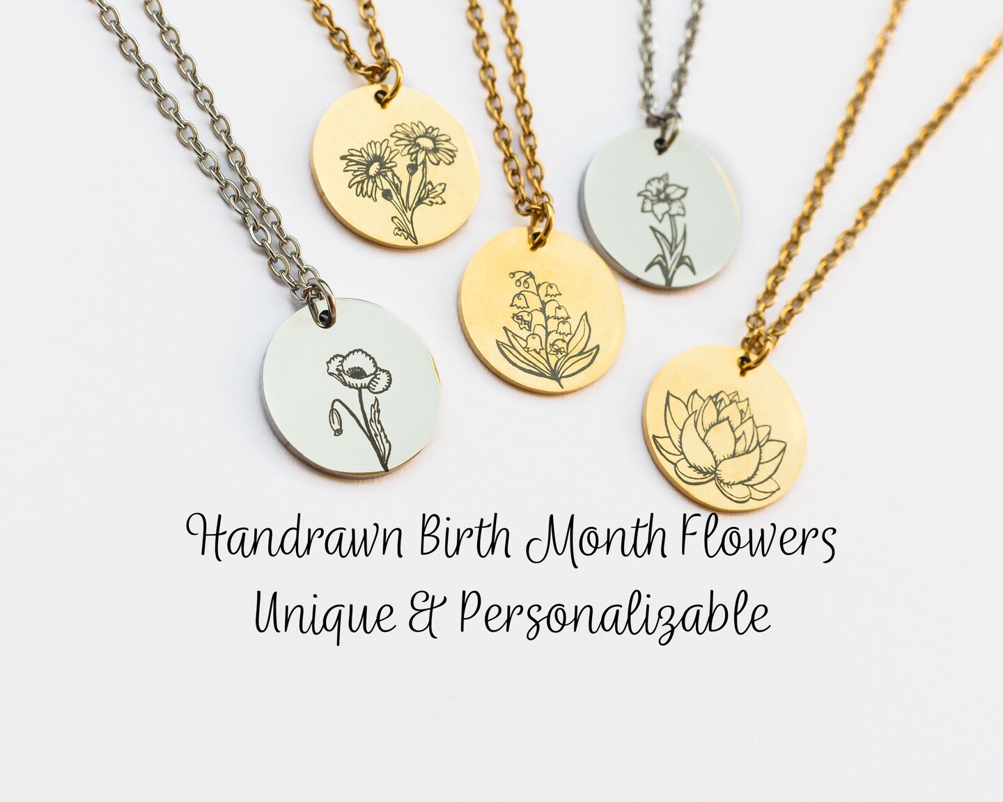November Birth Flower Necklace - Hydrangea - Silver – Honey Willow -  handmade jewellery