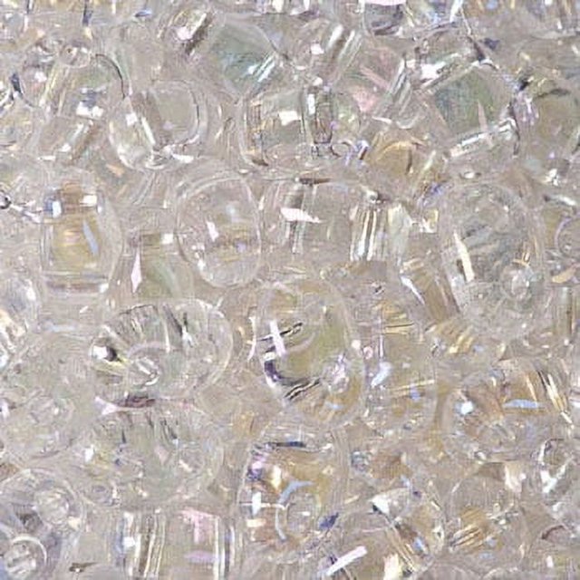 John Bead Twin 2-Hole Transparent Crystal Beads, 100g