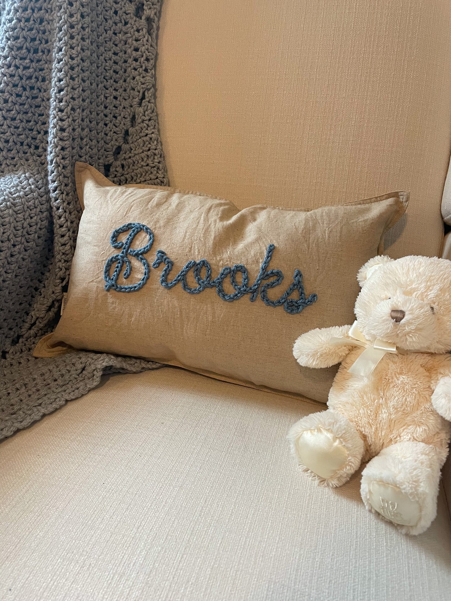 Handmade Baby Name Throw Pillow Custom and Hand Embroidered Nursery Decor Baby Gift Name Announcement Baby Shower MakerPlace by Michaels