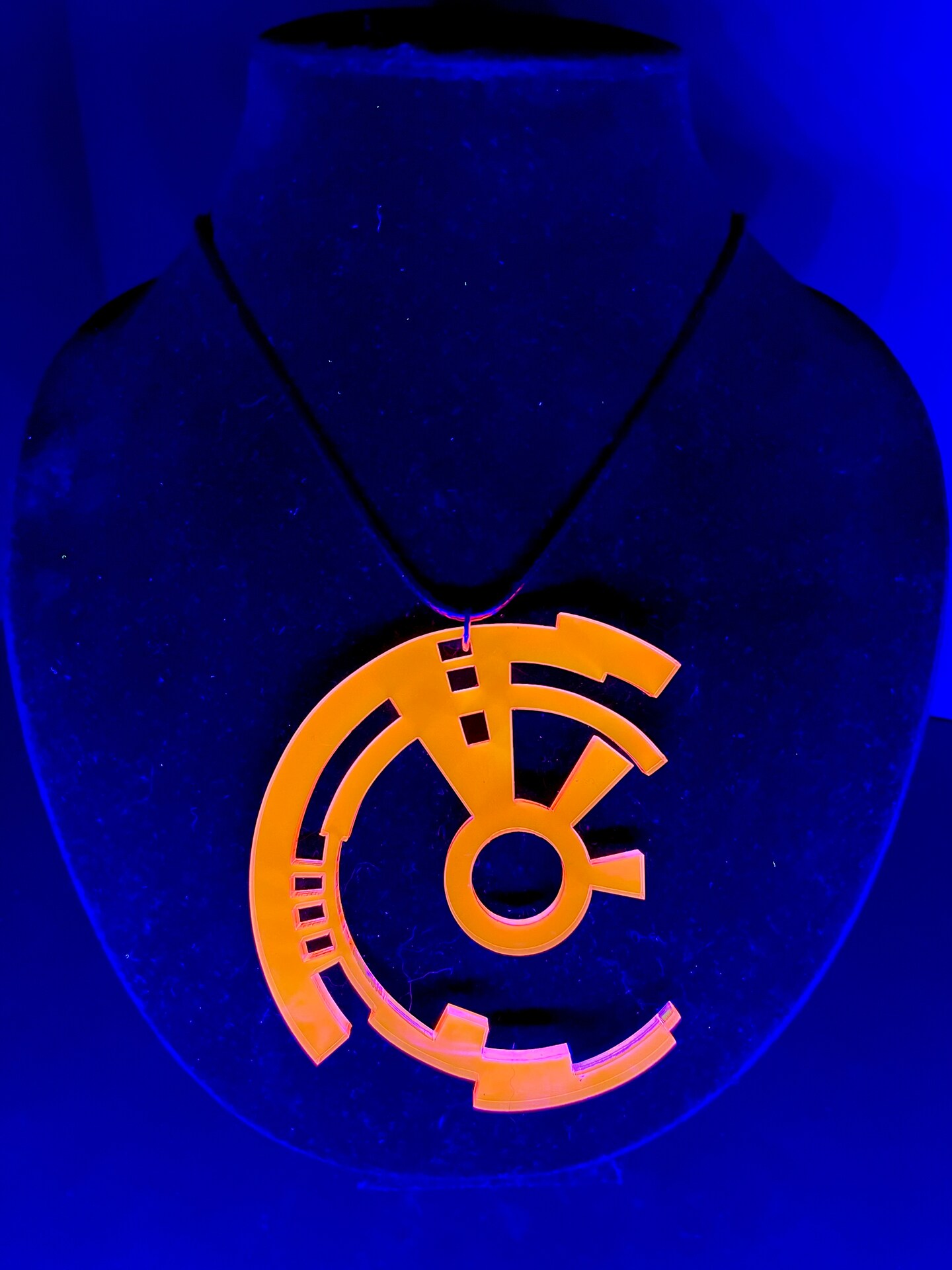 Cyberpunk Disc Necklace and Earrings-Fluorescent Neon