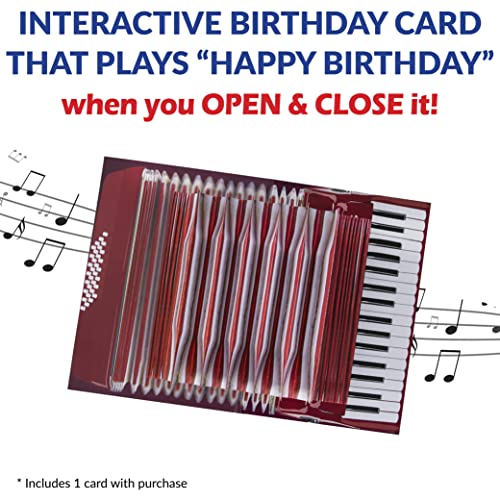 Accordion Birthday Card – Open/Close to Play 'Happy Birthday' - Music Present for Men, Present for Musicians, Birthday Card for Kids & Men, Birthday Pop Up Card, Bday Greeting Cards