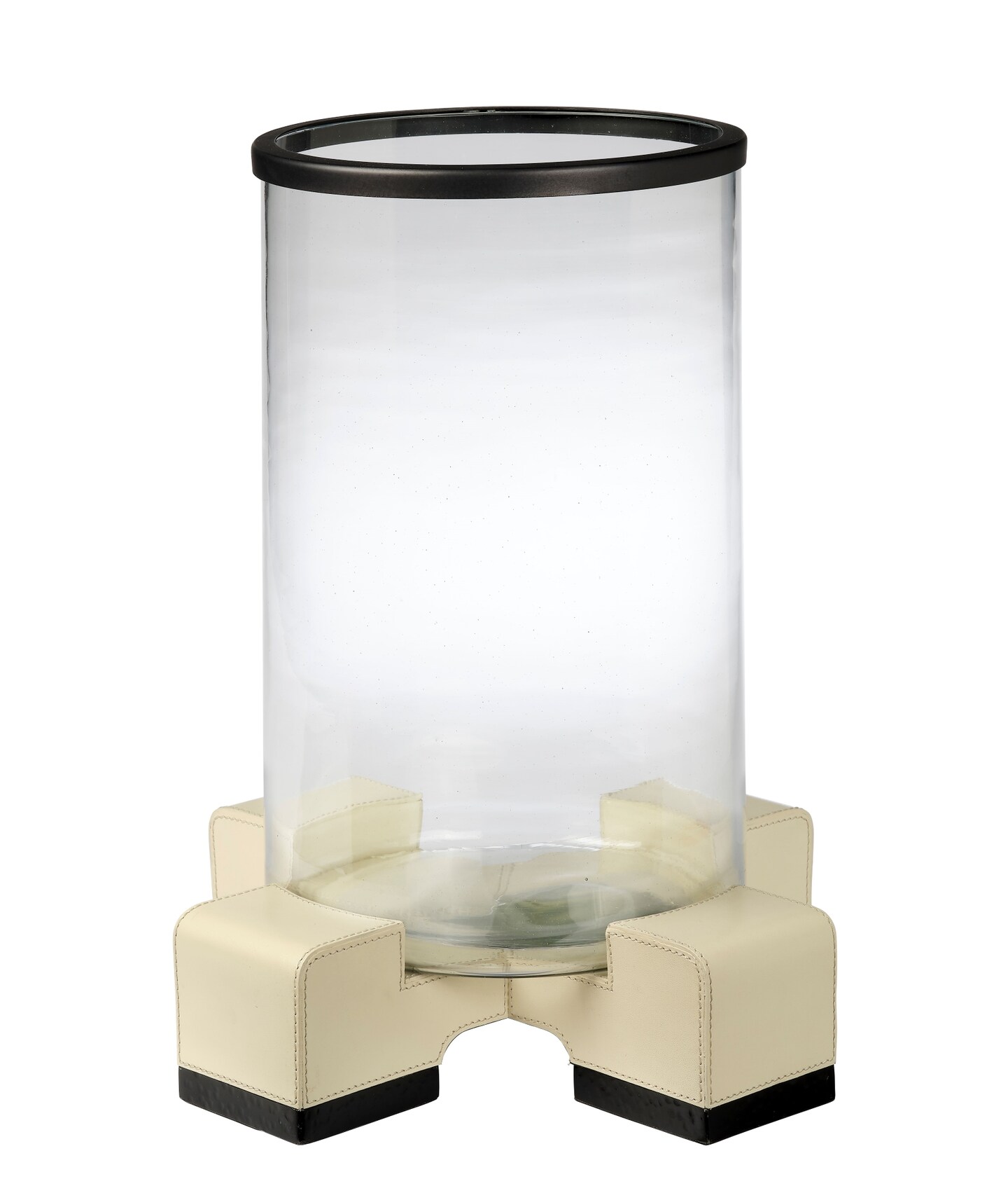 Jamie Young Company Vector Hurricane Candle Holder - 14.5" - Clear and Ivory