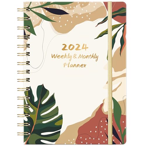 2024 Planner Weekly and Monthly, 2024 Calendar Planner, 6.4&#x27;&#x27; x 8.5&#x27;&#x27; Planner 2024 with Inner Pocket, Elastic Closure, Thick Paper, Jan. 2024 - Dec. 2024