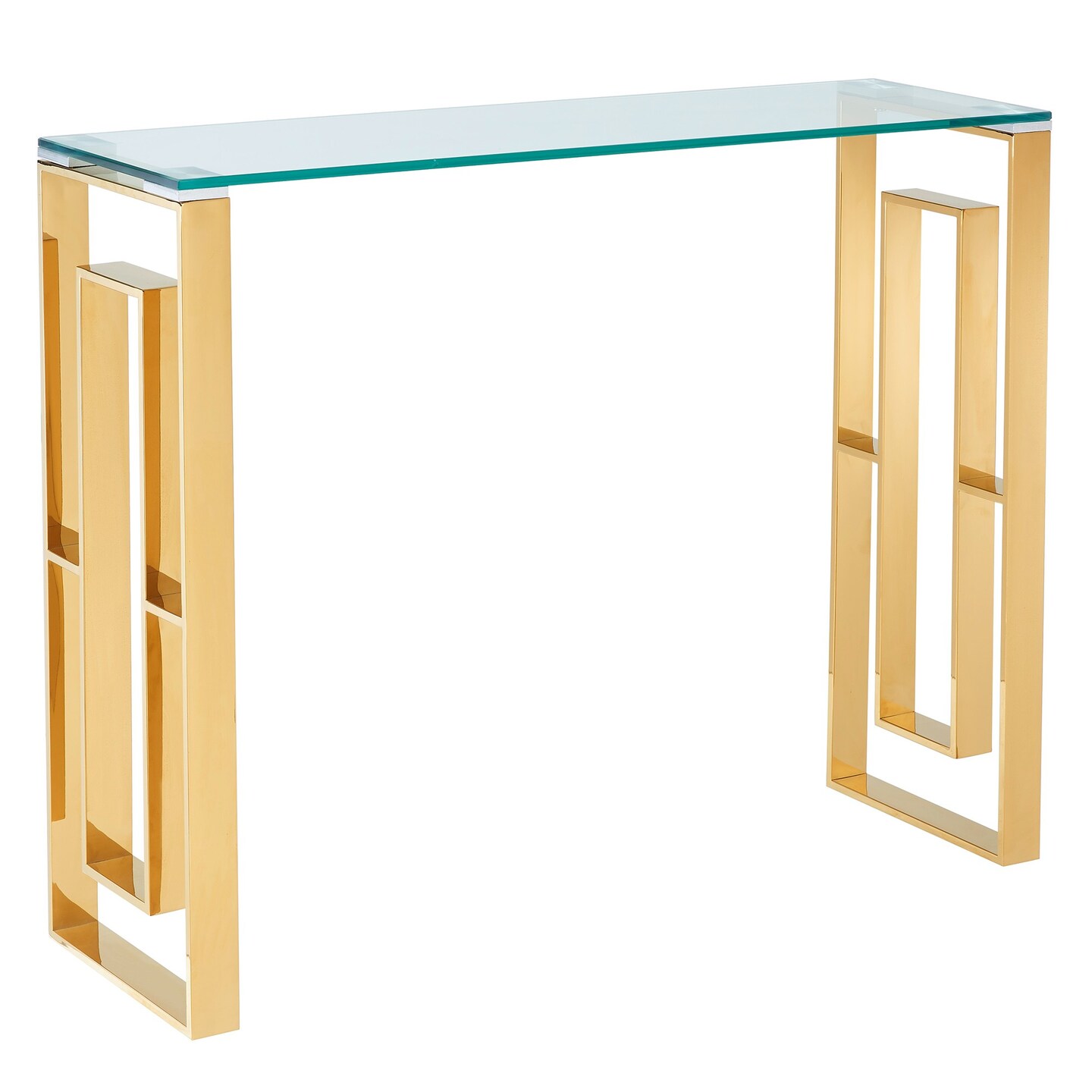 Contemporary Home Living Glass Top Console Table - 39.5&#x22; - Gold and Clear