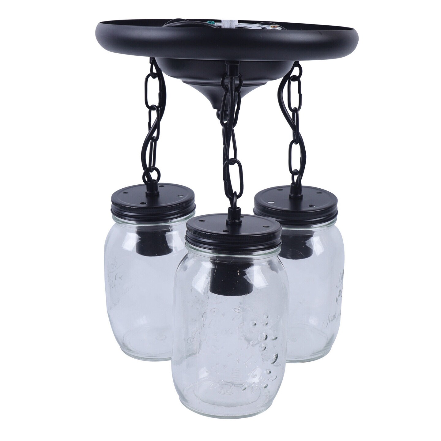 Kitcheniva 3-Lights Farmhouse Mason Jar Hanging Pendant Lamp