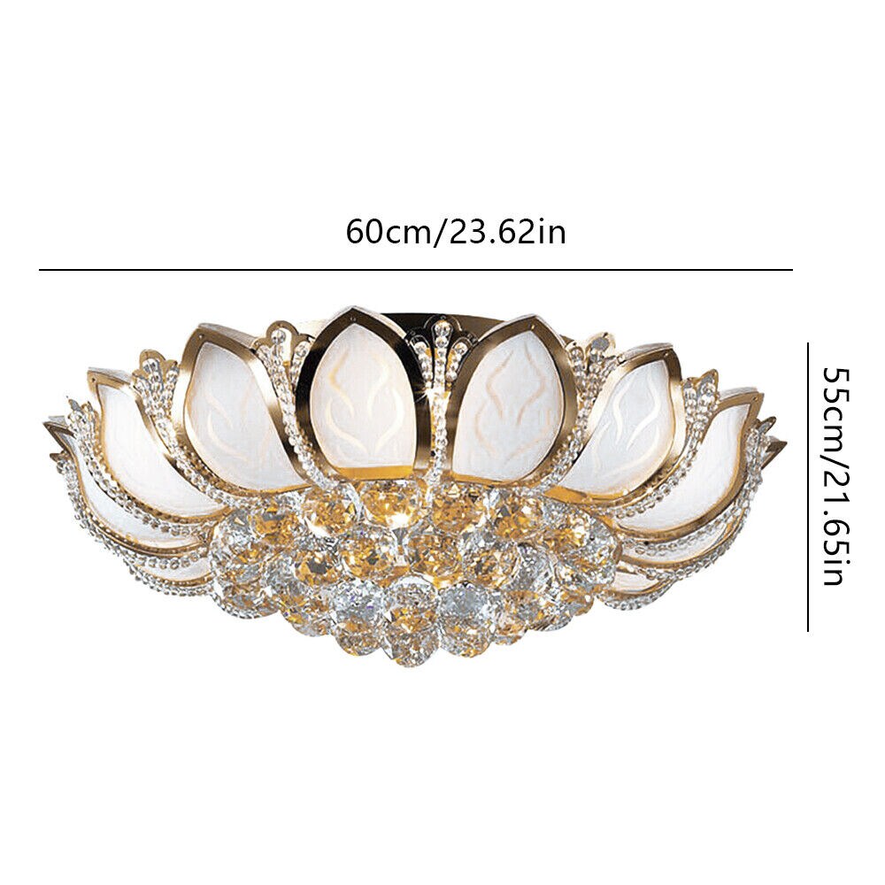 Kitcheniva 23.5&#x27;&#x27; LED Ceiling Light Lotus Crystal Chandelier Gold