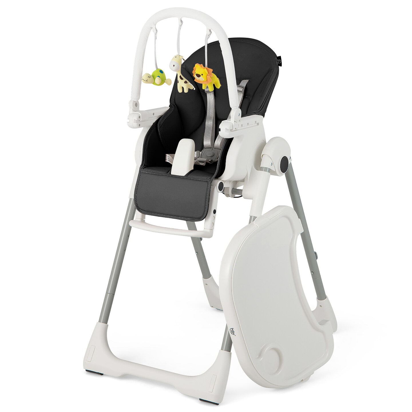 Babyjoy Foldable High Chair Baby Feeding Chair with 7 Adjustable Heights Pink/Black/Grey/Yellow/Green