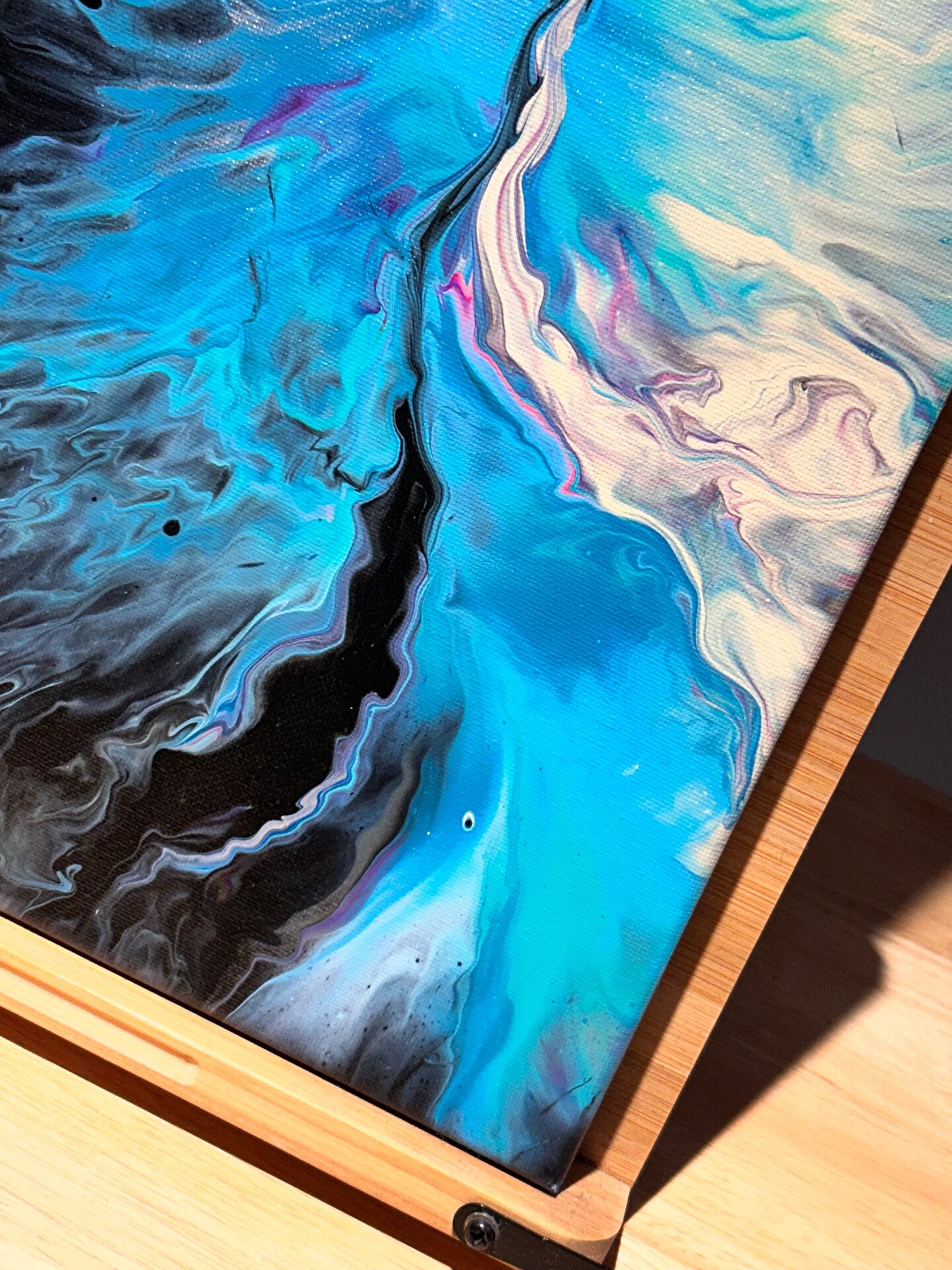 Stunning acrylic pour painting- fluid art pour on a 10X20 stretched canvas- cheapest Dutch pour art