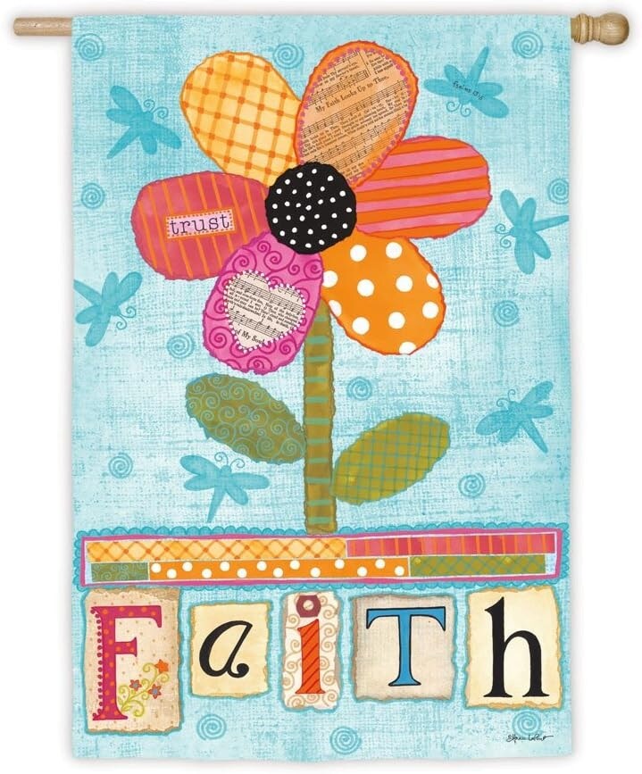 Faith Banner Inspirational House Flag Flower