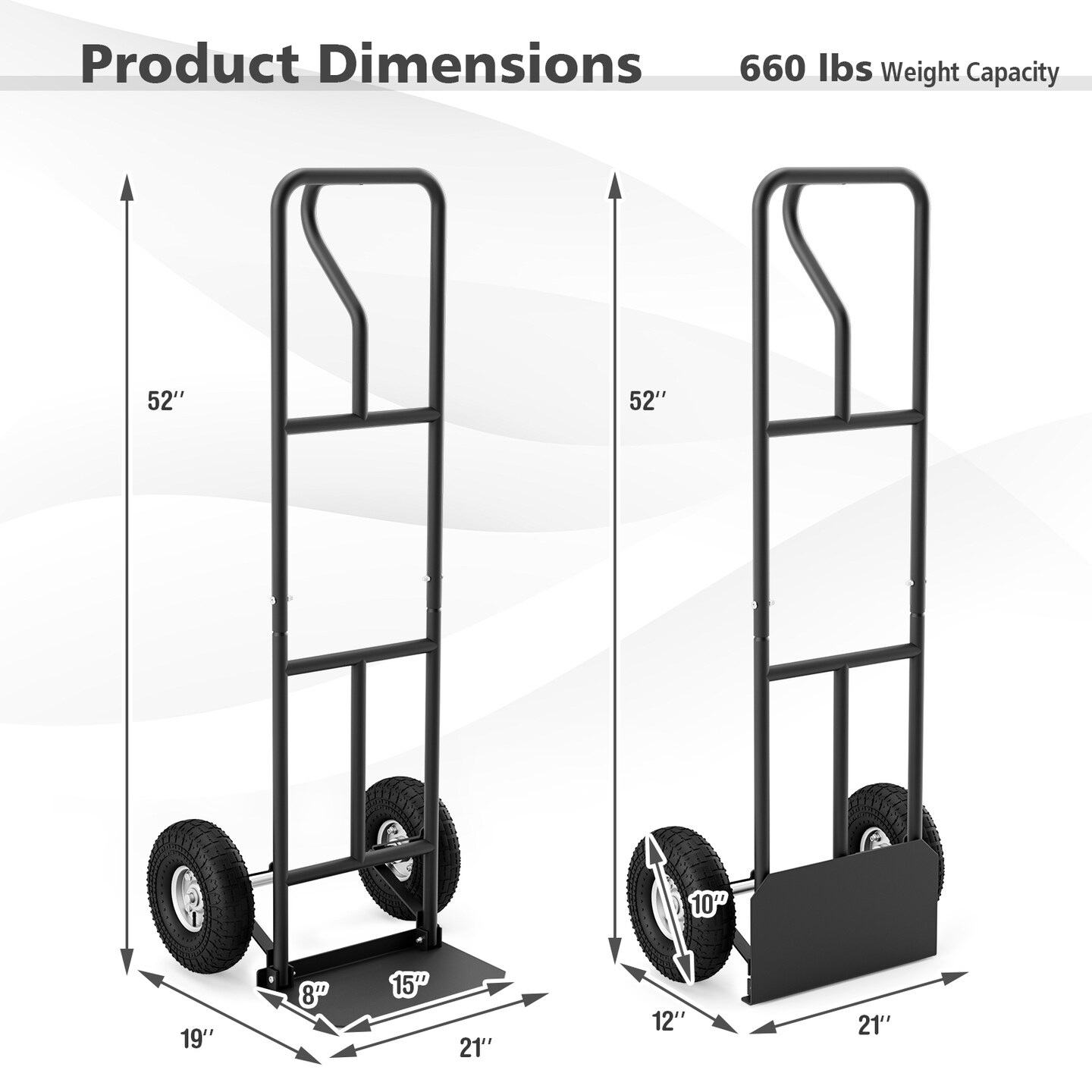 Costway Heavy Duty Hand Truck 660lbs Capacity Trolley Cart with  Foldable Nose Plate Black/Red