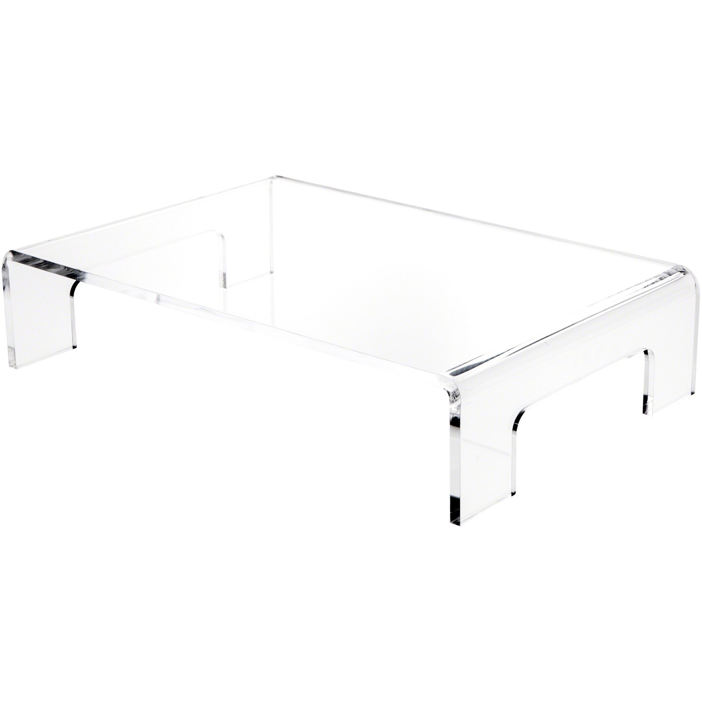 Plymor Clear Acrylic Display Riser with Tray Handles, 4&#x22; H x 18&#x22; W x 12&#x22; D (3/8&#x22; thick)