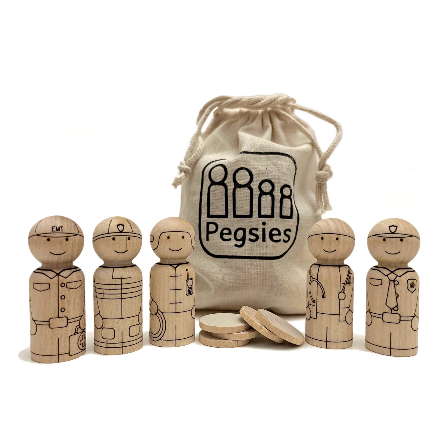 First Responders Peg Doll Set by Pegsies&#x2122;