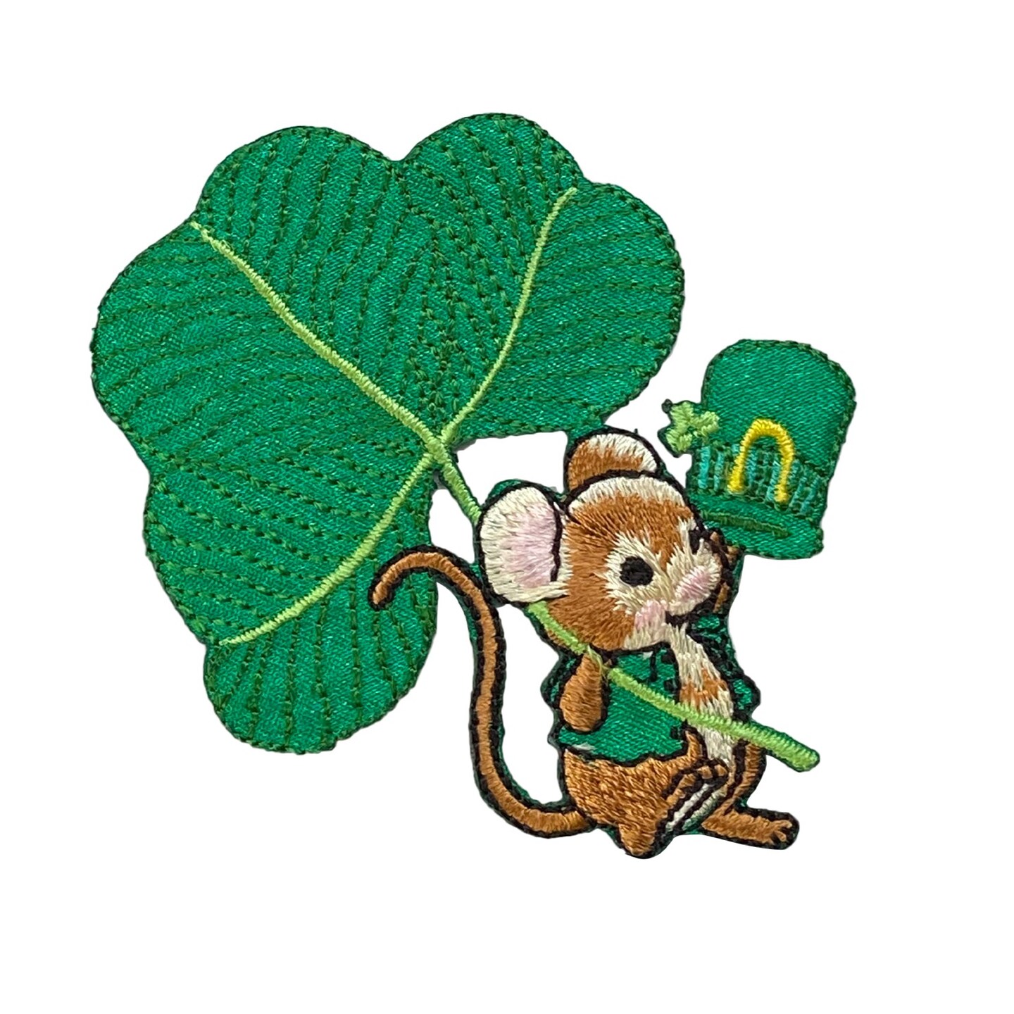 St Patrick's Day Mouse, Leprechaun, Shamrock, Embroidered, Iron on Patch