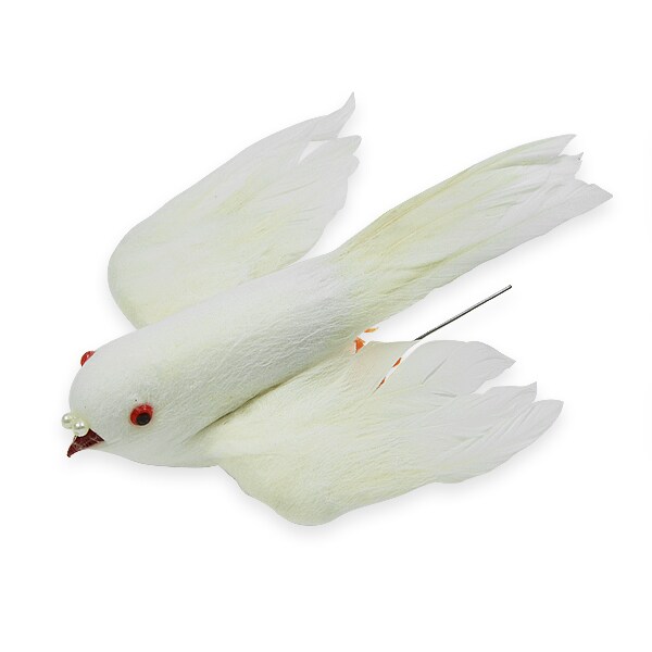 Serene White Dove Bird Accent Decor 6&#x22; X 5&#x22; Real Feathers