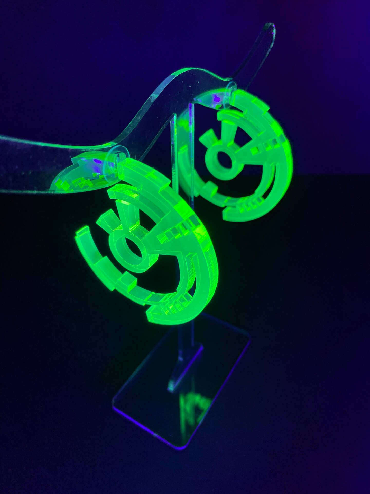 Cyberpunk Disc Necklace and EarringsFluorescent Neon Acrylic