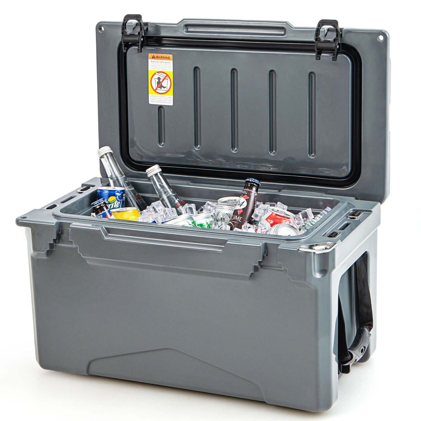 Costway 30 QT Rotomolded Cooler Portable Ice Chest Ice Retention for 5-7 Days Charcoal/Tan