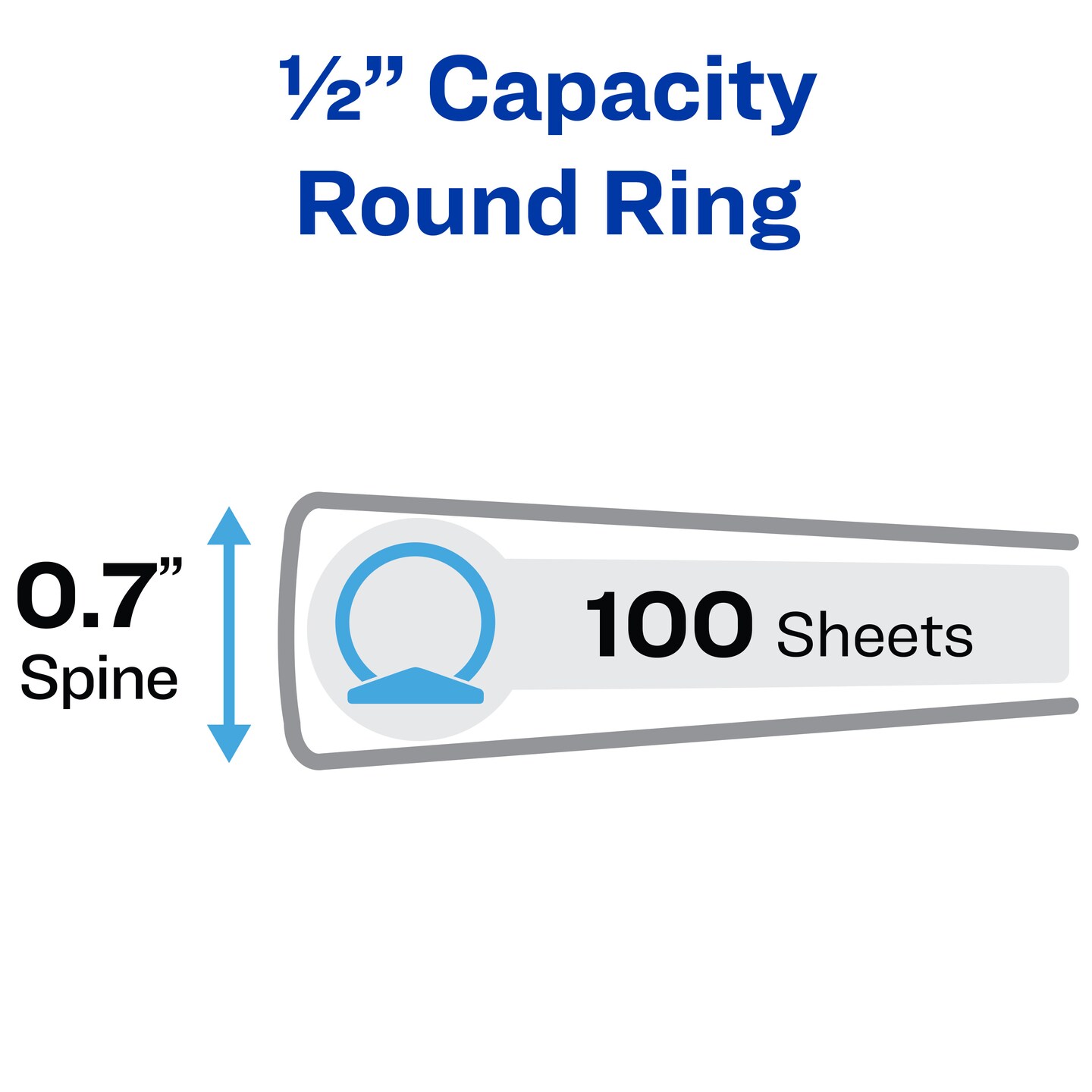 Avery 0.5&#x22; Economy View 3 Ring Binders, Round Rings, 100-Sheet Capacity, Black, 4 Pack (17701)