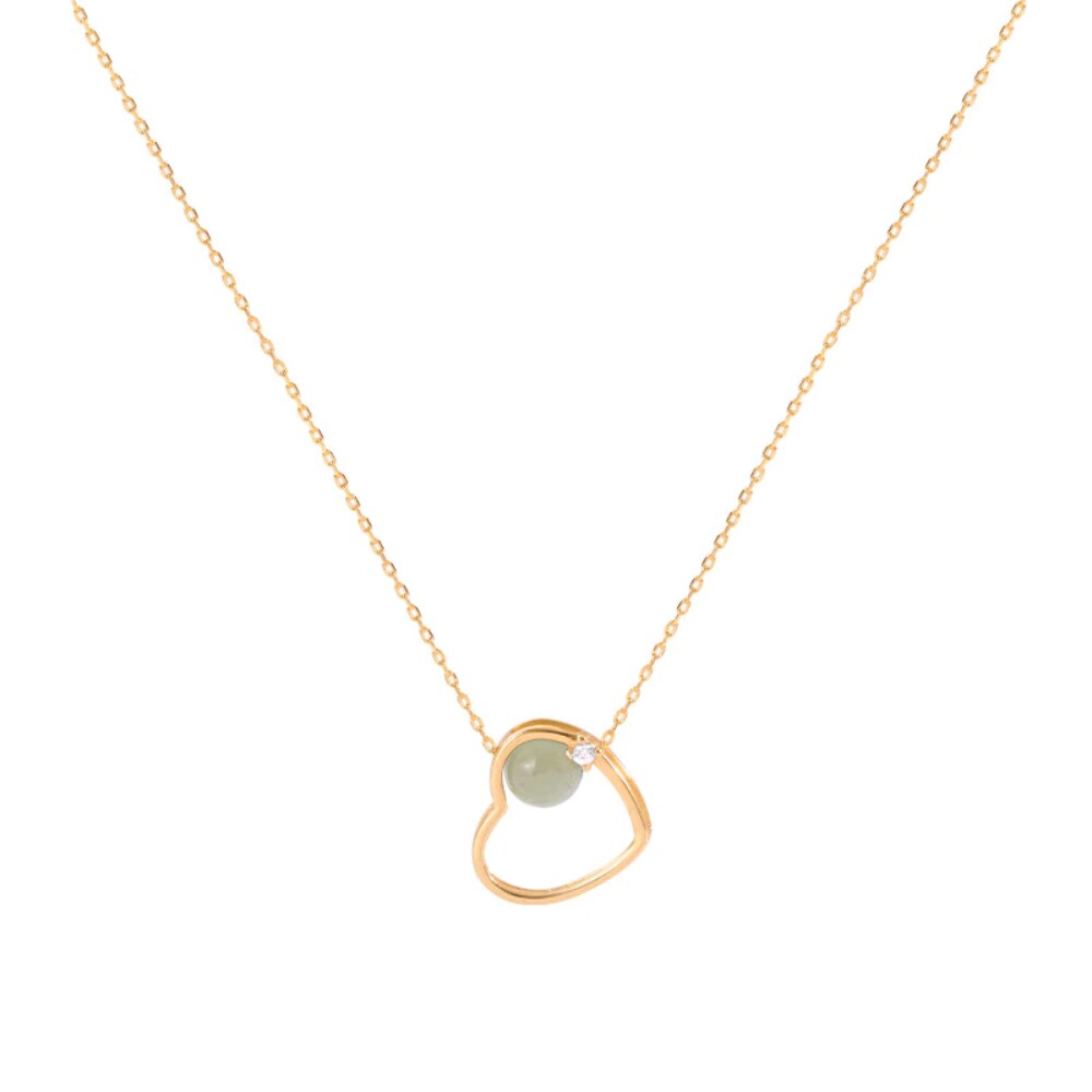 Valentine&#x27;s Special Golden heart theme jade necklace