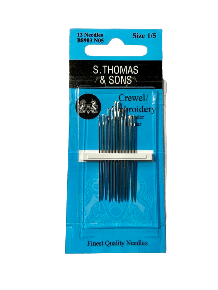 Hand Sewing Needles - Crewel / Embroidery --- Size 1/5 --- by S. Thomas & Sons®