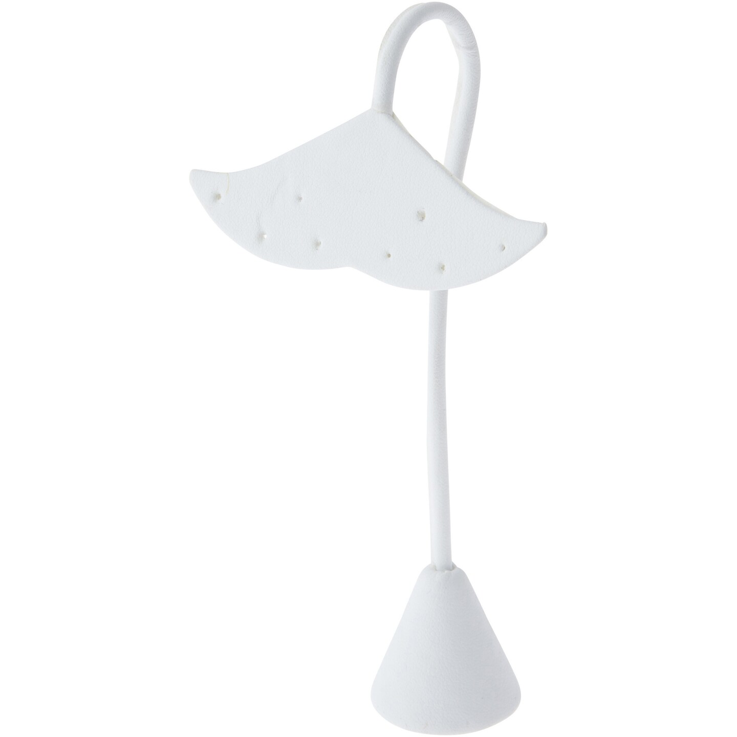 Plymor White Faux Leather Fish Tail Style, Four Pair Earring Display Stand, 3.25&#x22; W x 2&#x22; D x 5.625&#x22; H