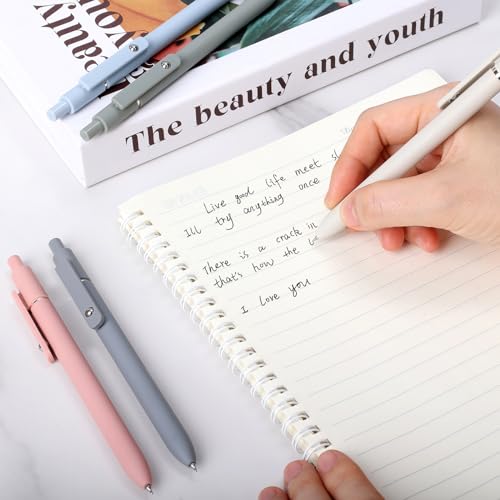 FIOVER 5pcs Gel Pens 0.5mm Quick Dry Black Ink Pens Fine Point Smooth Writing Pen High-End Series Pens for School Office Home Supplies, Gifts for Women and Men (Morandi)