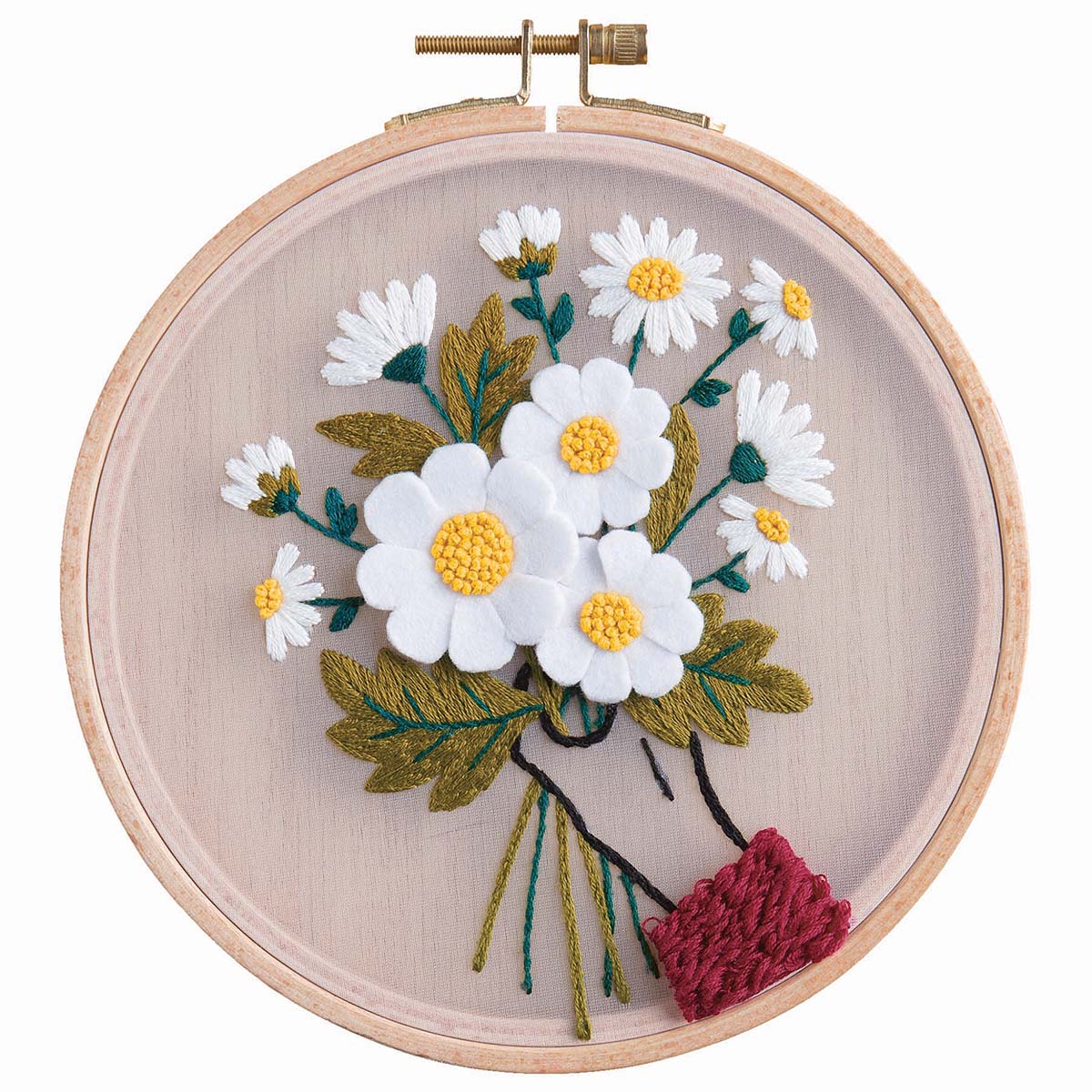 Leisure Arts  Daisies Hoop Stamped Embroidery Kit