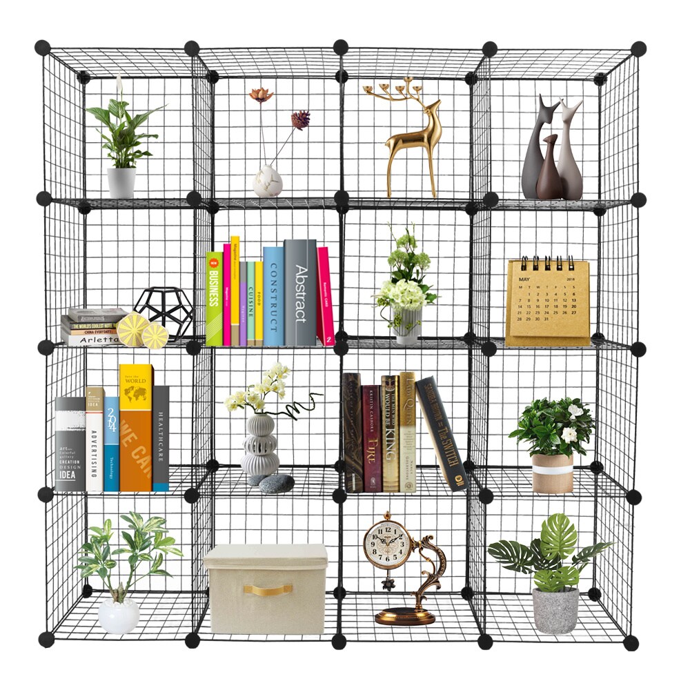 Wire Cube Storage Metal Closet Organizer Bookcase Cabinet Wardrobe Storage Shelves