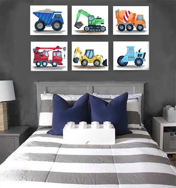 Set of Construction Truck Art Prints for Boy Nursery or Bedroom,  Construction Vehicle Wall Décor MakerPlace by Michaels