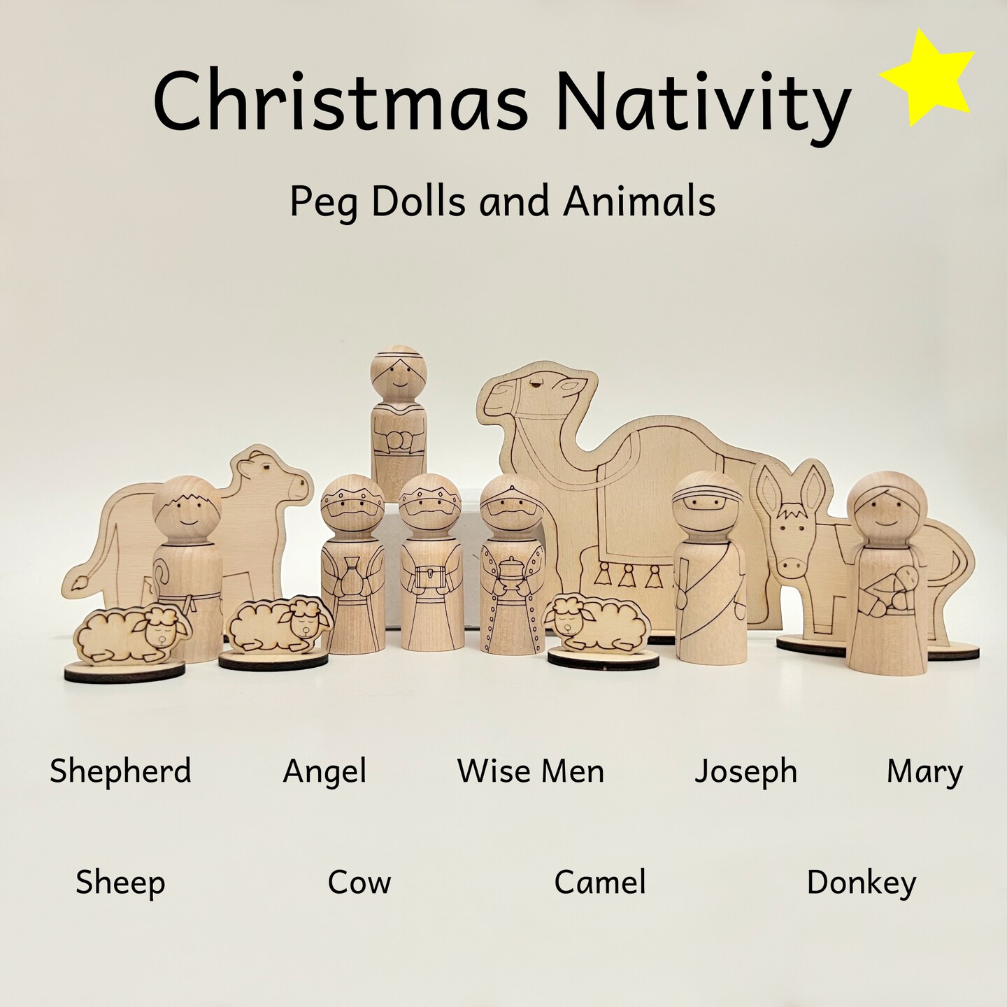 Christmas Nativity Peg Doll Set by Pegsies&#x2122;