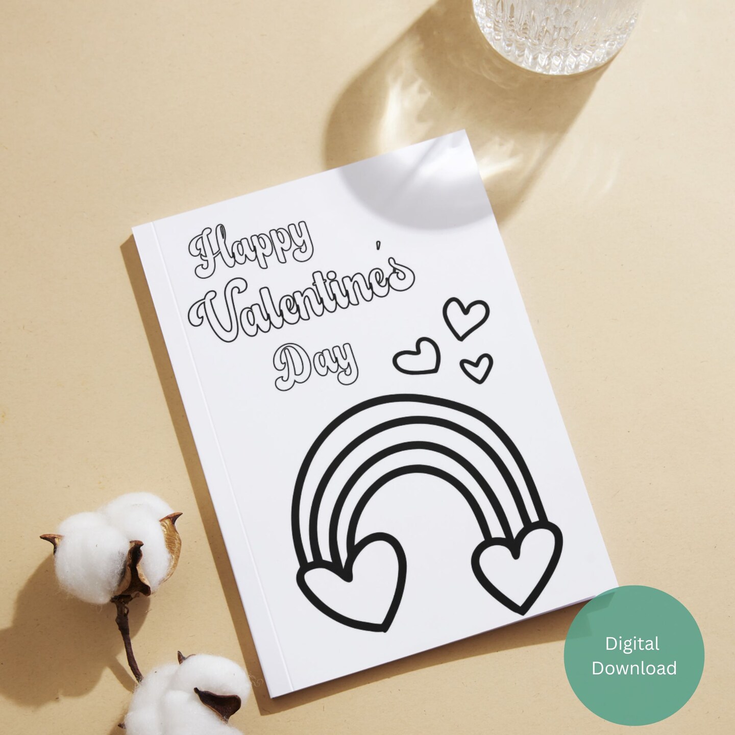 Color Your Own Rainbow Valentines Day Printable Card Happy Valentines